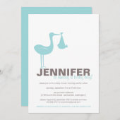 Stork Baby shower Invitation Kaart (Voorkant / Achterkant)