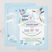 Stork Baby Shower Invitation Kaart (Voorkant / Achterkant)