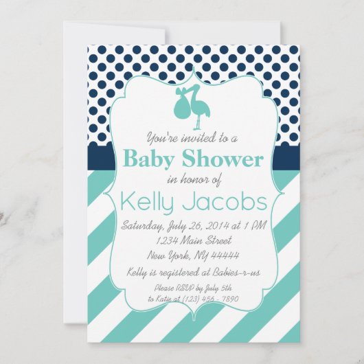 Stork Baby shower Invitation Kaart (Voorkant)