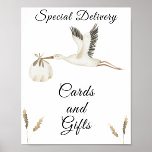 Stork baby shower - Kaarten & geschenken Poster