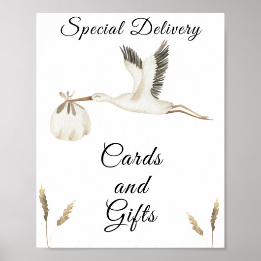 Stork baby shower - Kaarten & geschenken Poster (Voorkant)