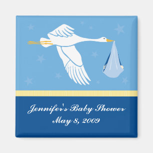 Stork Baby shower Magnet - Blauw