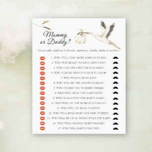 Stork baby shower Mama of papa baby shower spel