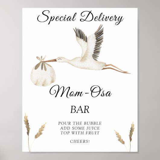 Stork baby shower - Momosa bar Poster (Voorkant)