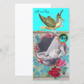 STORK BABY SHOWER MONOGRAM, aquamarine (Voorkant / Achterkant)