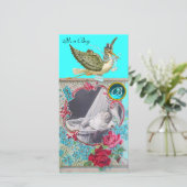 STORK BABY SHOWER MONOGRAM, aquamarine (Staand voorkant)