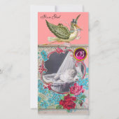 STORK BABY SHOWER MONOGRAM, ruby Aankondiging (Voorkant)