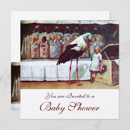 STORK BABY SHOWER New Baby Arrival Champagne Kaart (Voorkant / Achterkant)