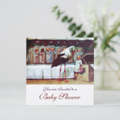 STORK BABY SHOWER New Baby Arrival Champagne Kaart (Staand voorkant)