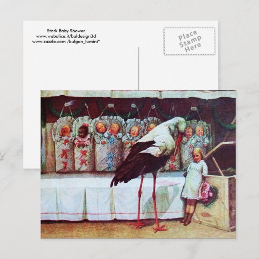 STORK BABY SHOWER nieuwe baby's Uitnodiging Briefkaart (Voorkant / Achterkant)