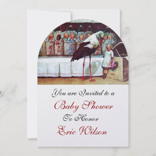 STORK BABY SHOWER Nieuwe baby's Witte Pearl Neutra Kaart (Voorkant)