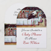 STORK BABY SHOWER Nieuwe baby's Witte Pearl Neutra Kaart (Voorkant / Achterkant)