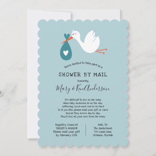 Stork Baby shower per post Kaart (Voorkant)