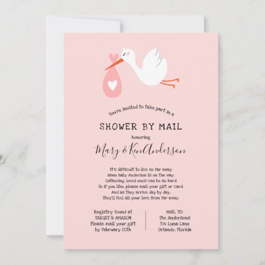 Stork Baby shower per post Kaart (Voorkant)