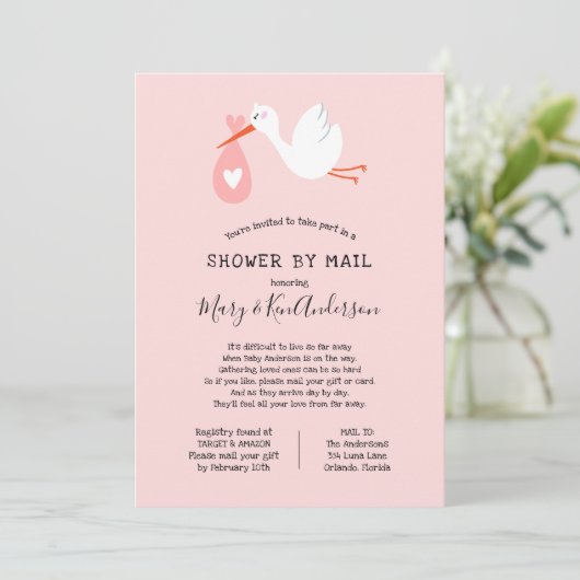 Stork Baby shower per post Kaart (Staand voorkant)