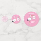 Stork Baby shower Pink Girl Cute Cartoon Confetti (Voorkanten)
