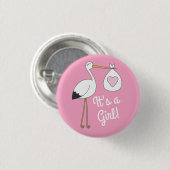 Stork Baby shower Pink Girl Cute Cartoon Ronde Button 3,2 Cm (Voorkant /achterkant)