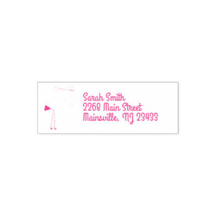 Stork Baby shower Pink Girl Cute Cartoon Zelfinktende Stempel