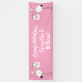 Stork Baby shower Pink Girl Spandoek (Verticaal)