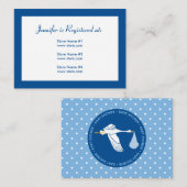 Stork Baby shower Registry Kaart - Blauw (Voorkant / Achterkant)
