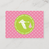 Stork Baby shower Registry Kaart - Roze & Groen (Achterkant)