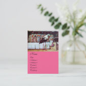 STORK BABY SHOWER roze Visitekaartje (Staand voorkant)