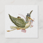 STORK BABY SHOWER Roze wit papier Vierkante Visitekaartje (Achterkant)