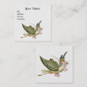 STORK BABY SHOWER Roze wit papier Vierkante Visitekaartje (Voorkant / Achterkant)