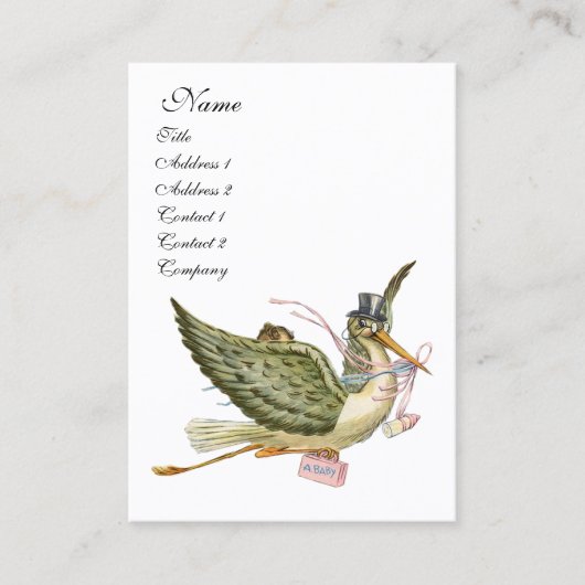 STORK BABY SHOWER, Roze Wit Visitekaartje (Voorkant)