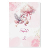 Stork Baby shower – Roze wolken & Gouden schitteri Kaart (Voorkant)