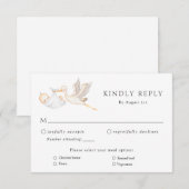 Stork Baby shower RSVP-respons Kaart (Voorkant / Achterkant)