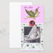 STORK BABY SHOWER SWIRLS MONOGRAM robijn wit Aankondiging (Voorkant / Achterkant)