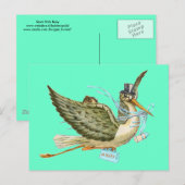 STORK BABY SHOWER, turquase Uitnodiging Briefkaart (Voorkant / Achterkant)
