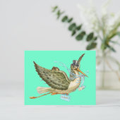 STORK BABY SHOWER, turquase Uitnodiging Briefkaart (Staand voorkant)