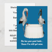 Stork Baby shower uitnodigen Kaart (Voorkant / Achterkant)