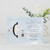 Stork + Baby shower van de pakketjongen per post-u Kaart (Staand voorkant)