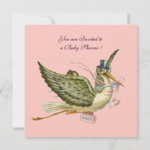 STORK-BABY SHOWER, viltpapier Kaart