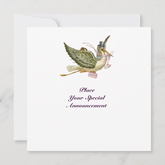 STORK BABY SHOWER, wit Kaart (Achterkant)