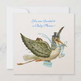 STORK BABY SHOWER, witte champagne metallic Kaart