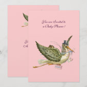 STORK-BABY SHOWER, zilveren metalen Kaart (Voorkant / Achterkant)