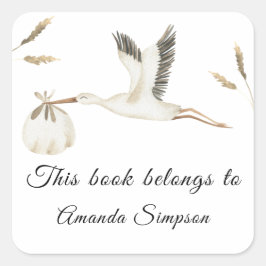 Stork - Baby showers boekenplank, boeken voor baby Vierkante Sticker