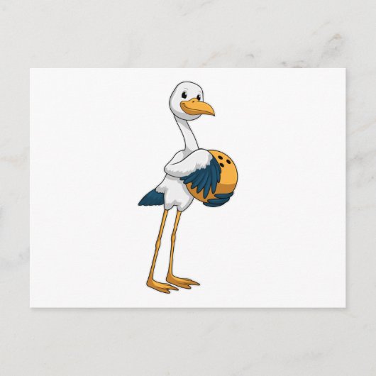 Stork bij Bowling met Bowling ball Briefkaart (Voorkant)