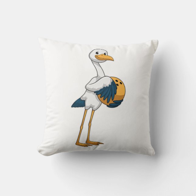 Stork bij Bowling met Bowling ball Kussen (Voorkant)