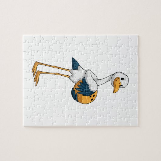 Stork bij Bowling met Bowling ball Legpuzzel (Horizontaal)