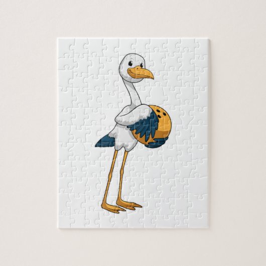 Stork bij Bowling met Bowling ball Legpuzzel (Verticaal)