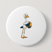 Stork bij Bowling met Bowling ball Ronde Button 7,6 Cm (Voorkant)