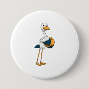 Stork bij Bowling met Bowling ball Ronde Button 7,6 Cm