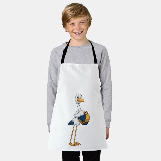 Stork bij Bowling met Bowling ball Schort (Gedragen)