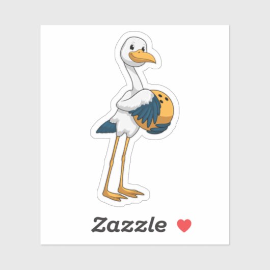 Stork bij Bowling met Bowling ball Sticker (Vel)