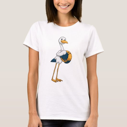 Stork bij Bowling met Bowling ball T-shirt (Voorkant)